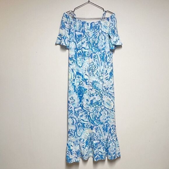 Lilly Pulitzer Clary Maxi Dress-Bennet Blue Salty Seas Girls XL 12-14 Host Pick - Picture 3 of 7